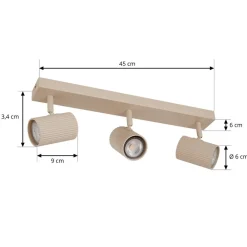 Gang|Loftlamper ^ Lindby loftspots Kardis, beige, 3 lyskilder, metal, GU10