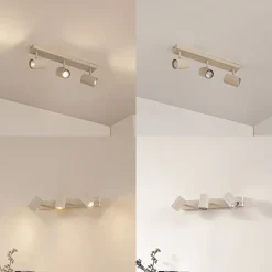 Gang|Loftlamper ^ Lindby loftspots Kardis, beige, 3 lyskilder, metal, GU10