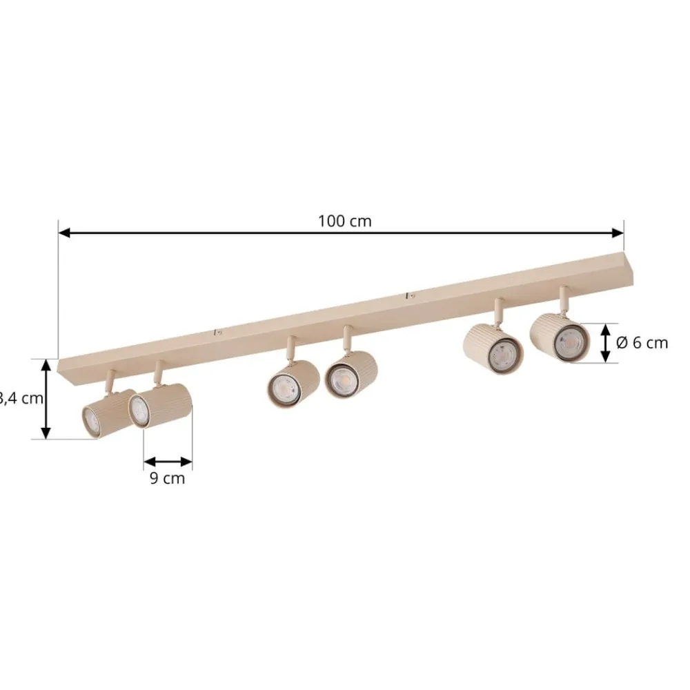 Lindby Gang|Loftlamper > loftspots Kardis, beige, 6 lyskilder, metal, GU10