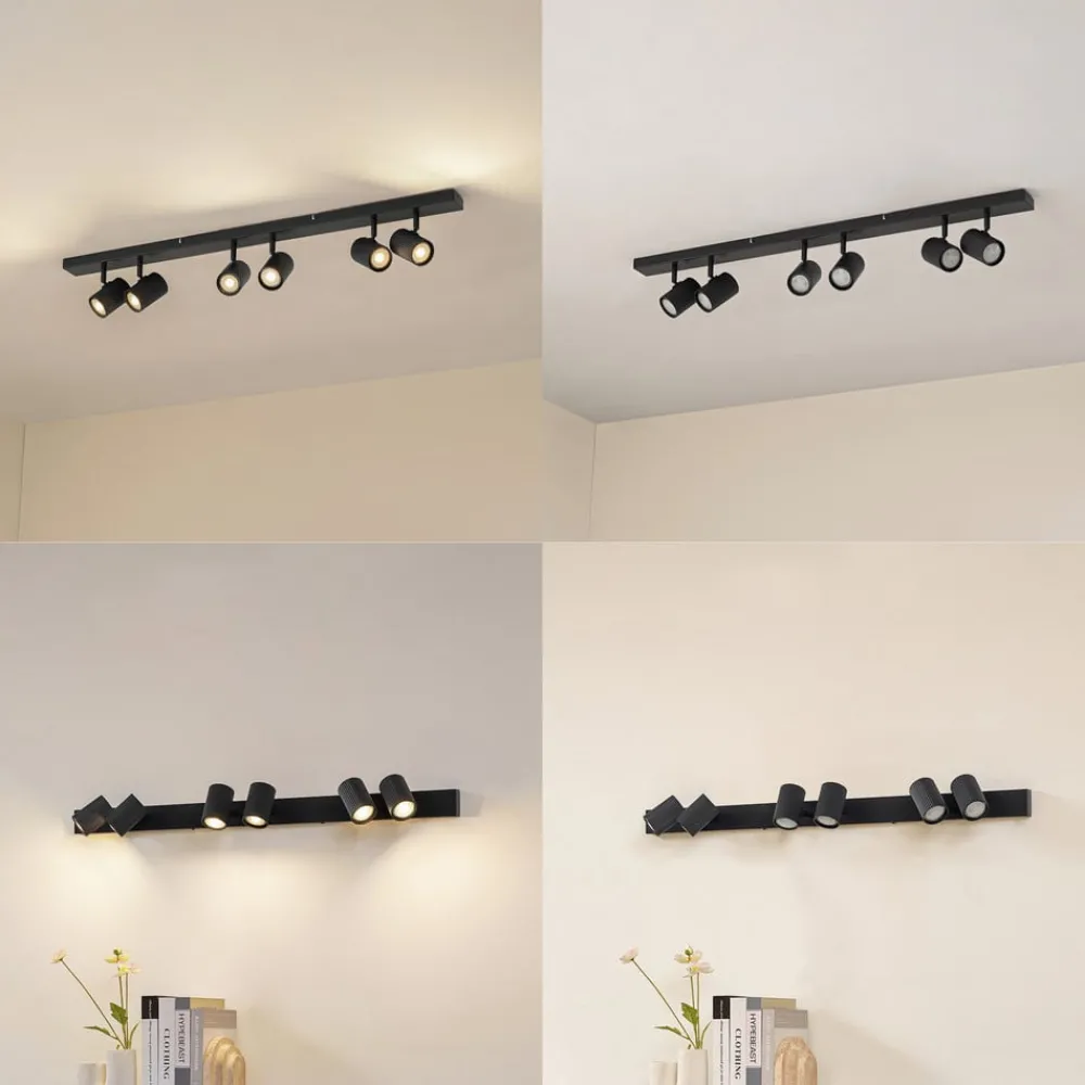 Lindby Loftlamper|Spotlights > loftspots Kardis, mørkegrå, 6 lyskilder, metal, GU10