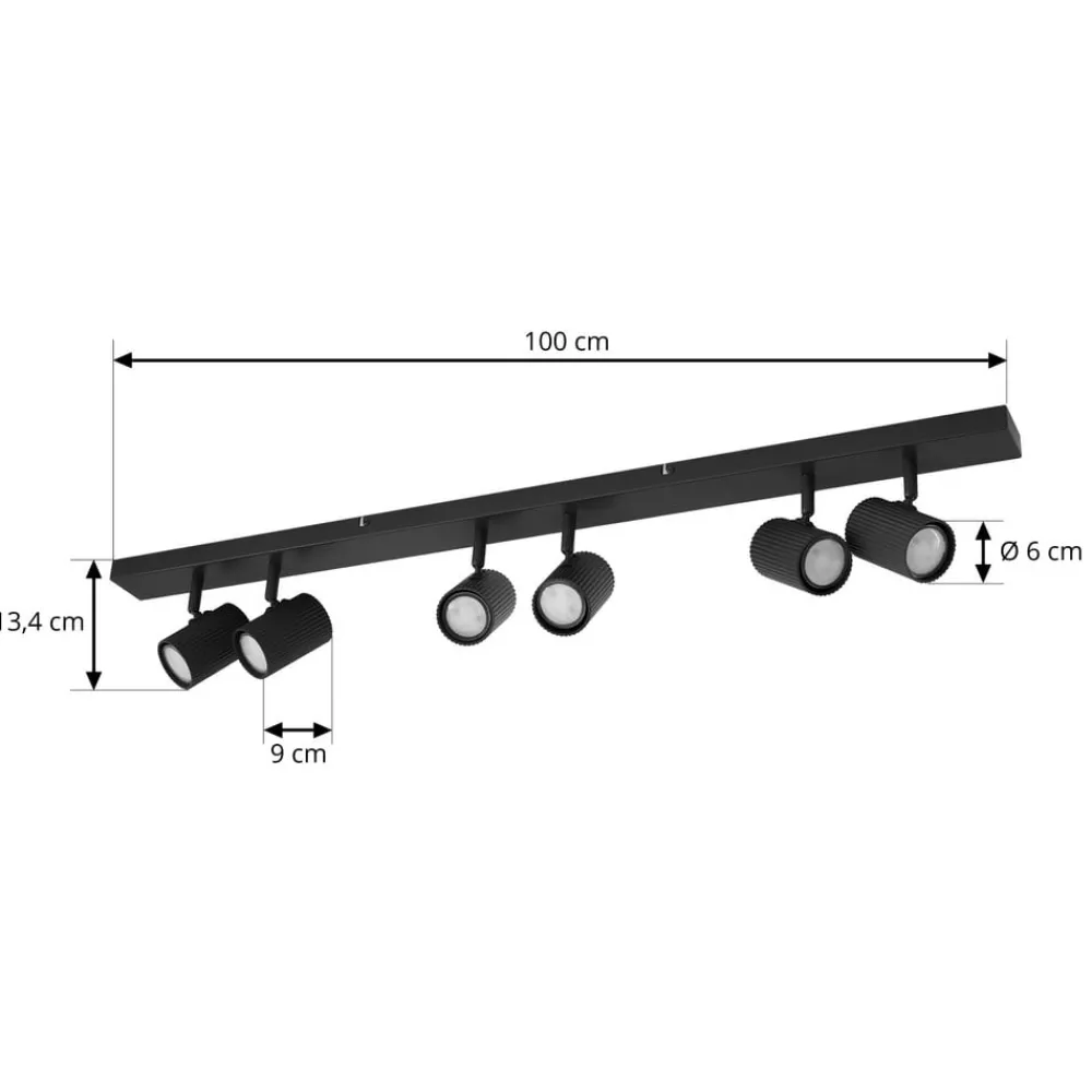 Lindby Loftlamper|Spotlights > loftspots Kardis, mørkegrå, 6 lyskilder, metal, GU10