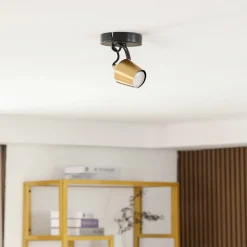 Lindby Spotlights > loftspot Sylveria, 1.flg, sort/guld, jern