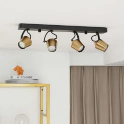 Lindby Spotlights > loftspot Sylveria, 4-lys, sort/guld, jern