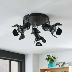Lindby Loftlamper|Loftlamper > loftspot Tilen, 3 lyskilder, sort, metal, Ø 54cm
