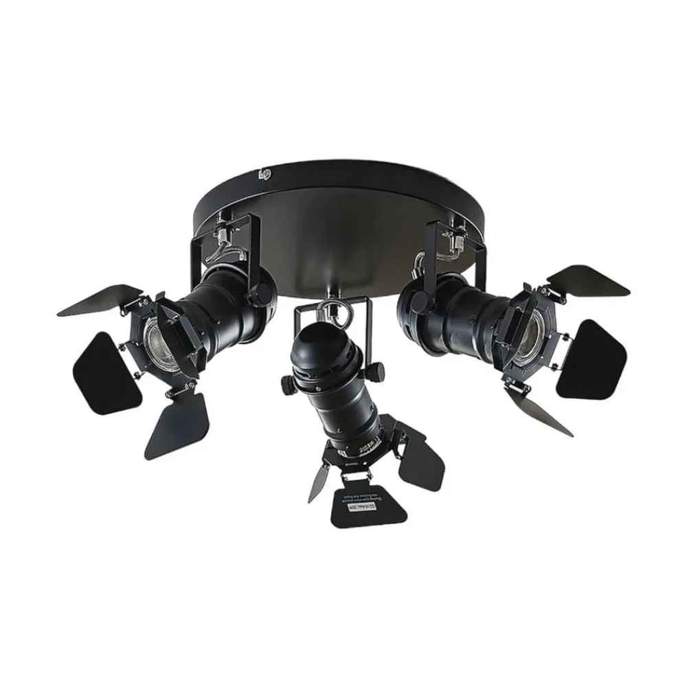 Lindby Loftlamper|Loftlamper > loftspot Tilen, 3 lyskilder, sort, metal, Ø 54cm