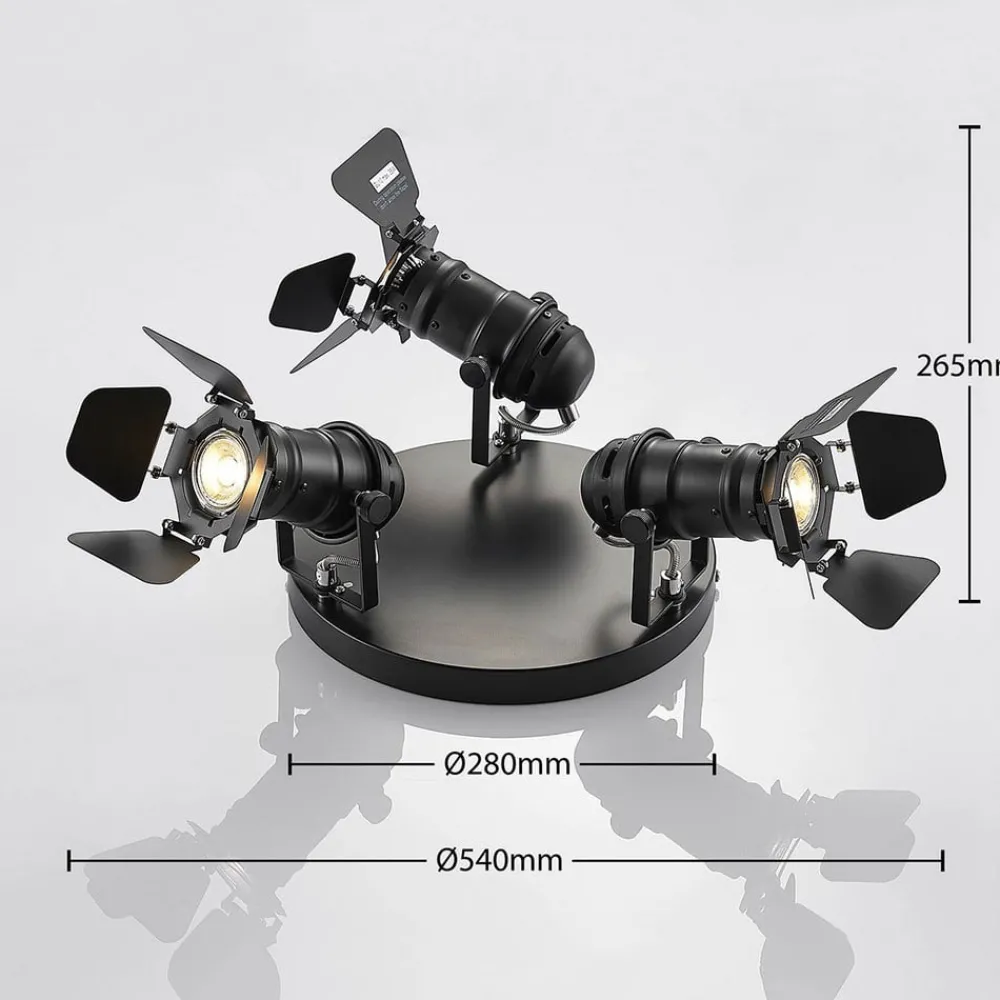 Lindby Loftlamper|Loftlamper > loftspot Tilen, 3 lyskilder, sort, metal, Ø 54cm