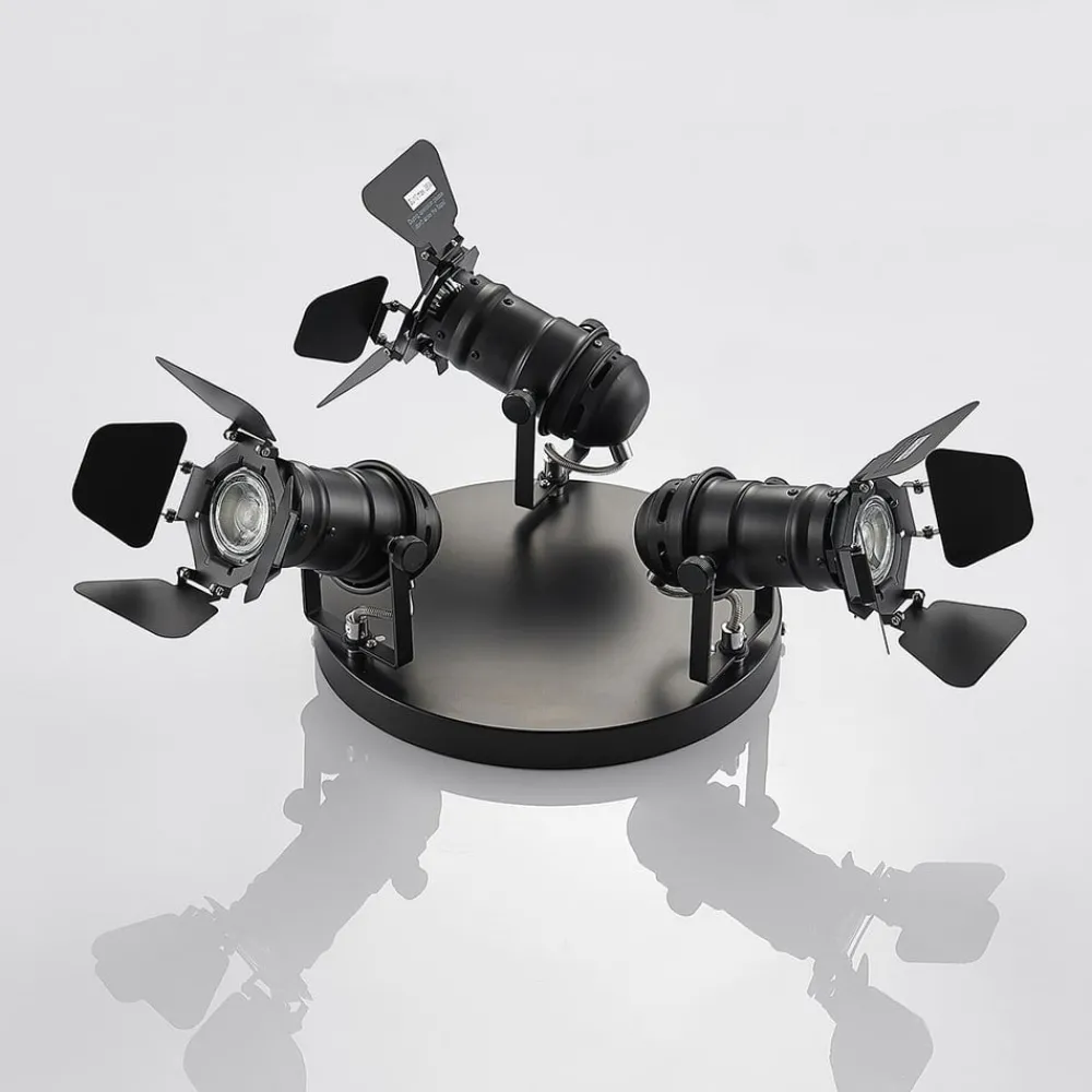 Lindby Loftlamper|Loftlamper > loftspot Tilen, 3 lyskilder, sort, metal, Ø 54cm