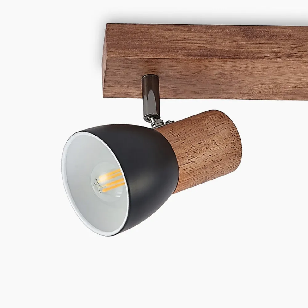 Lindby Loftlamper|Loftlamper > loftspot Tonja, 3 lyskilder, 55 cm, træ, stål