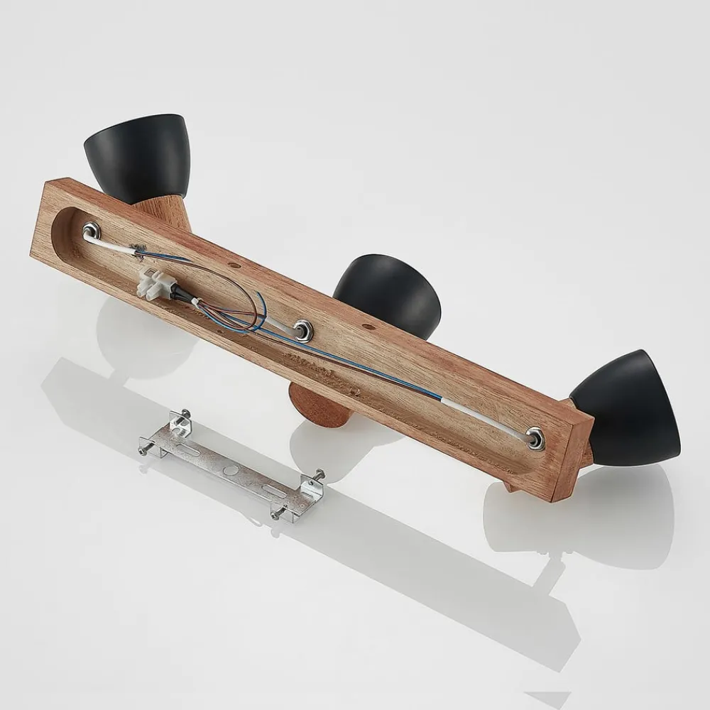 Lindby Loftlamper|Loftlamper > loftspot Tonja, 3 lyskilder, 55 cm, træ, stål