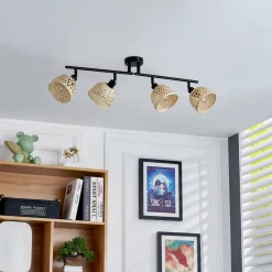 Lindby Spotlights > loftspot Youstin, 70,5 cm lang, bambus 4-lys, E14