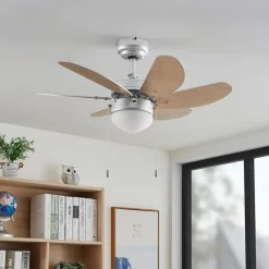 Lindby Loftventilatorer > loftventilator med lys Minja, sølv, støjsvag, 78 cm