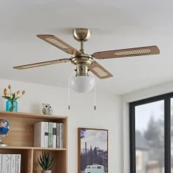 Loftventilatorer ^ Lindby loftventilator med lys Rakan, støjsvag, Ø 106 cm