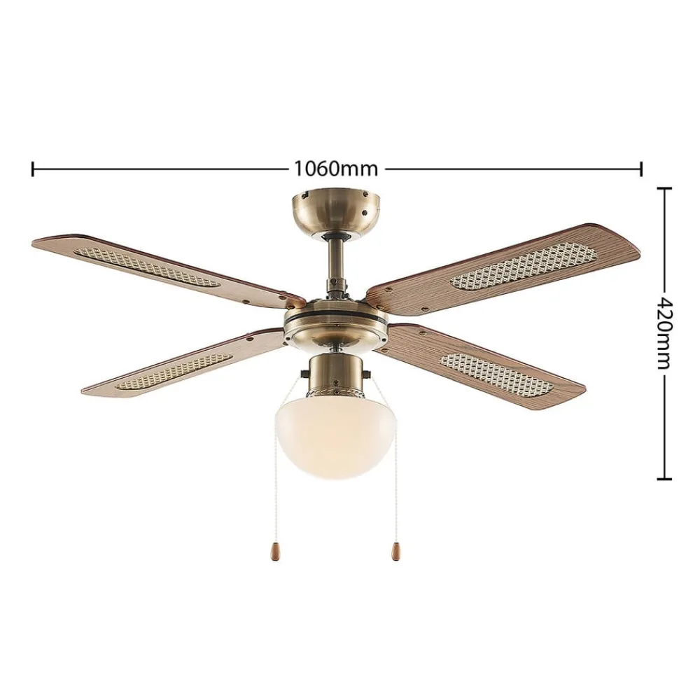 Loftventilatorer ^ Lindby loftventilator med lys Rakan, støjsvag, Ø 106 cm
