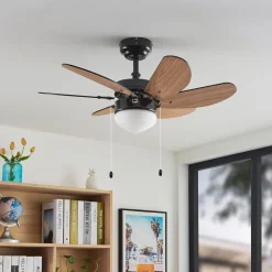 Loftventilatorer ^ Lindby loftventilator Minja, sort, støjsvag, 78 cm, E14