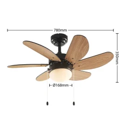 Loftventilatorer ^ Lindby loftventilator Minja, sort, støjsvag, 78 cm, E14
