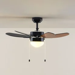 Loftventilatorer ^ Lindby loftventilator Minja, sort, støjsvag, 78 cm, E14