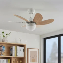 Loftventilatorer ^ Lindby loftventilator Minja, hvid, træ
