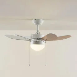 Loftventilatorer ^ Lindby loftventilator Minja, hvid, træ
