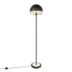 Gulvlamper ^ Lindby Lonnaris gulvlampe med rattan, sort