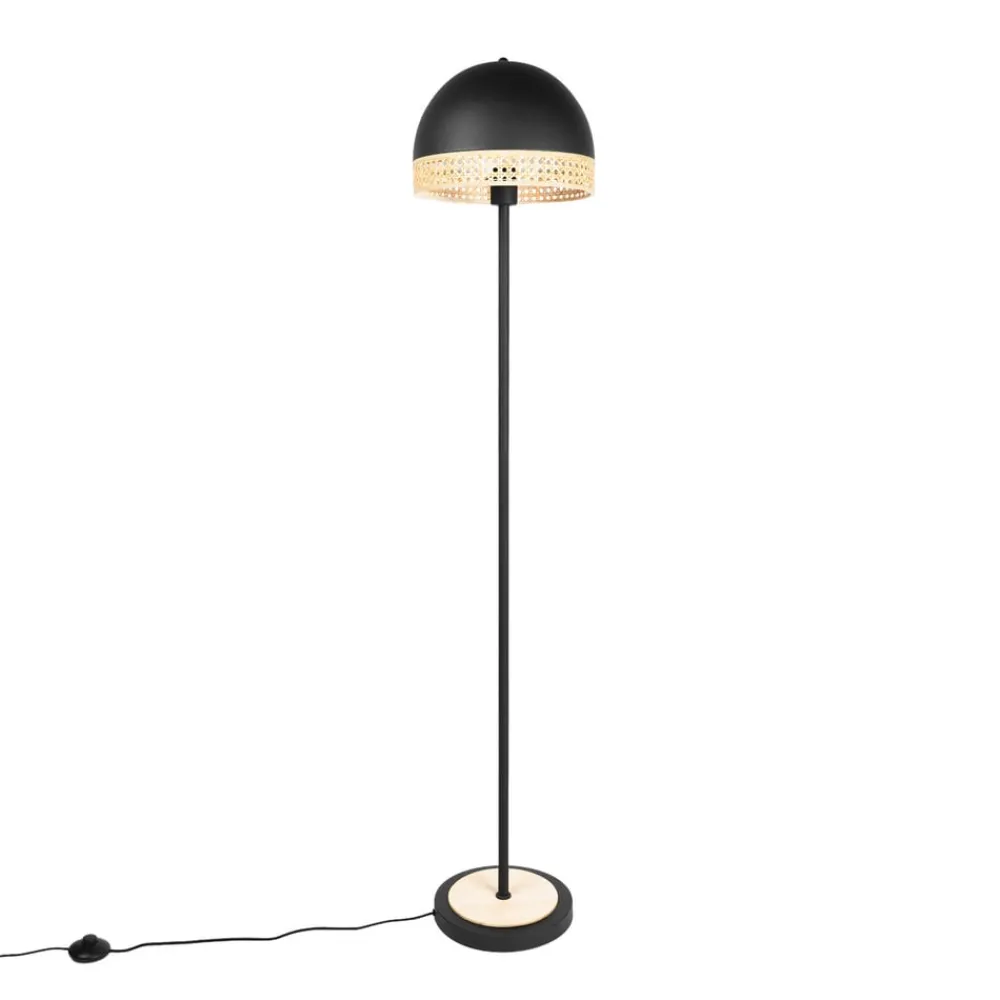 Gulvlamper ^ Lindby Lonnaris gulvlampe med rattan, sort