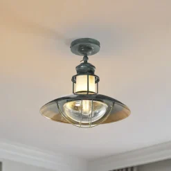Lindby Gang|Loftlamper > Louisanne loftlampe, grågrøn, metal, Ø 35cm