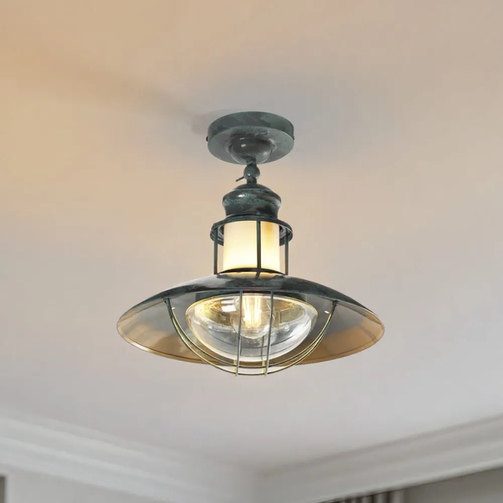 Lindby Gang|Loftlamper > Louisanne loftlampe, grågrøn, metal, Ø 35cm