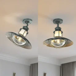 Lindby Gang|Loftlamper > Louisanne loftlampe, grågrøn, metal, Ø 35cm