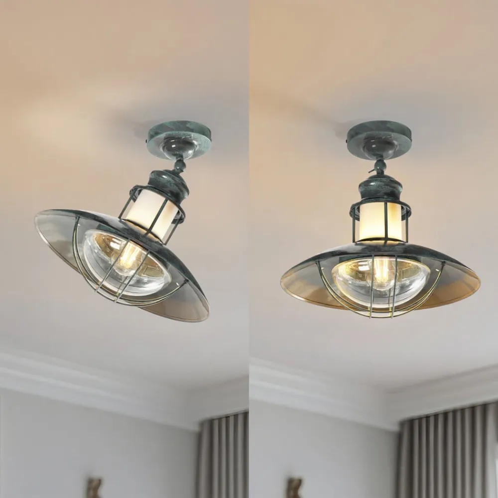 Lindby Gang|Loftlamper > Louisanne loftlampe, grågrøn, metal, Ø 35cm