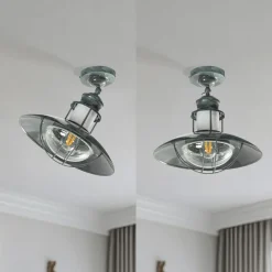 Lindby Gang|Loftlamper > Louisanne loftlampe, grågrøn, metal, Ø 35cm