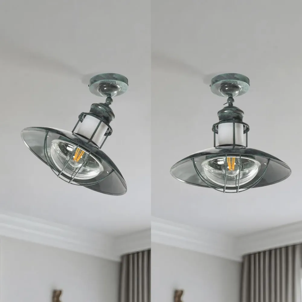 Lindby Gang|Loftlamper > Louisanne loftlampe, grågrøn, metal, Ø 35cm