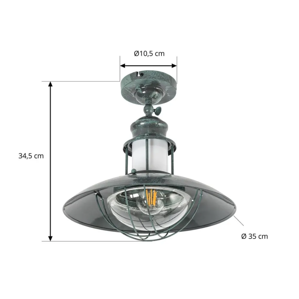 Lindby Gang|Loftlamper > Louisanne loftlampe, grågrøn, metal, Ø 35cm