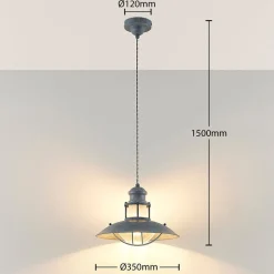 Lindby Gang|Pendellamper > Louisanne pendellampe, Ø35cm, grågrøn, metal, glas