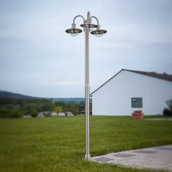 Lygtepæle ^ Lindby lygtepæl Damion, 200 cm, 3 lyskilder, E27, IP44