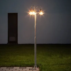 Lygtepæle ^ Lindby lygtepæl Damion, 200 cm, 3 lyskilder, E27, IP44