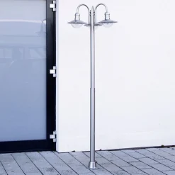 Lygtepæle ^ Lindby lygtepæl Damion, 200 cm, 3 lyskilder, E27, IP44