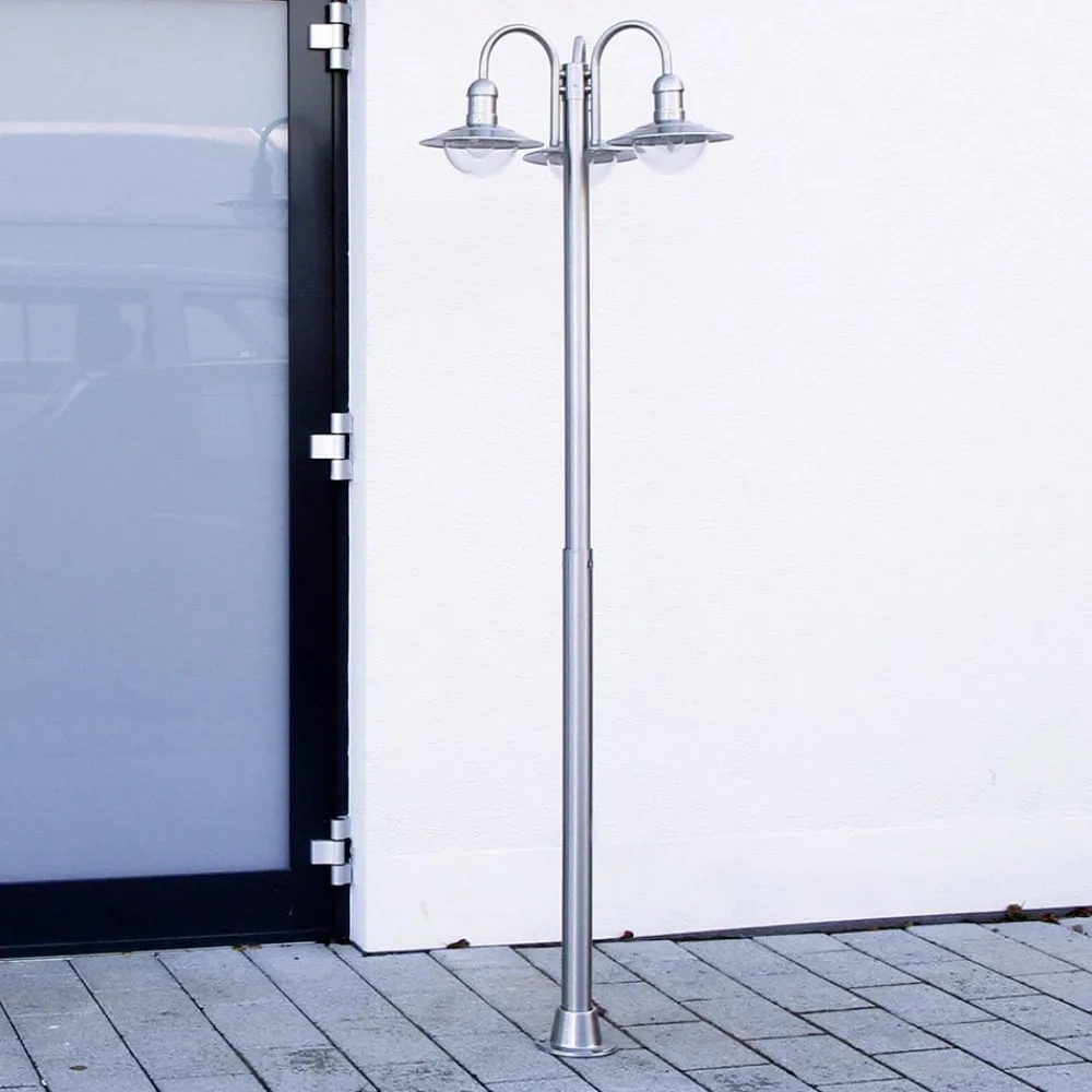 Lygtepæle ^ Lindby lygtepæl Damion, 200 cm, 3 lyskilder, E27, IP44