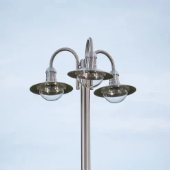 Lygtepæle ^ Lindby lygtepæl Damion, 200 cm, 3 lyskilder, E27, IP44