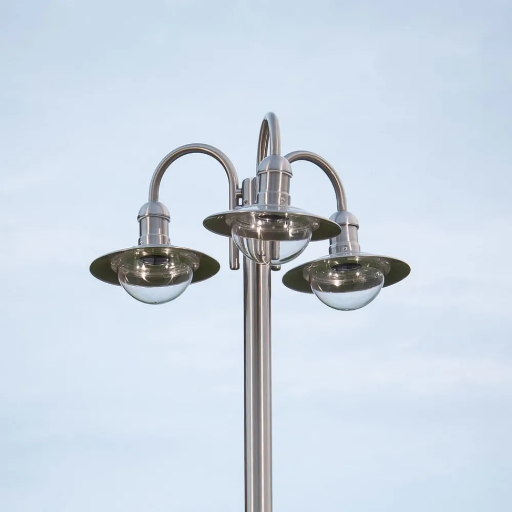 Lygtepæle ^ Lindby lygtepæl Damion, 200 cm, 3 lyskilder, E27, IP44