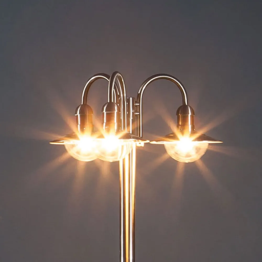 Lygtepæle ^ Lindby lygtepæl Damion, 200 cm, 3 lyskilder, E27, IP44