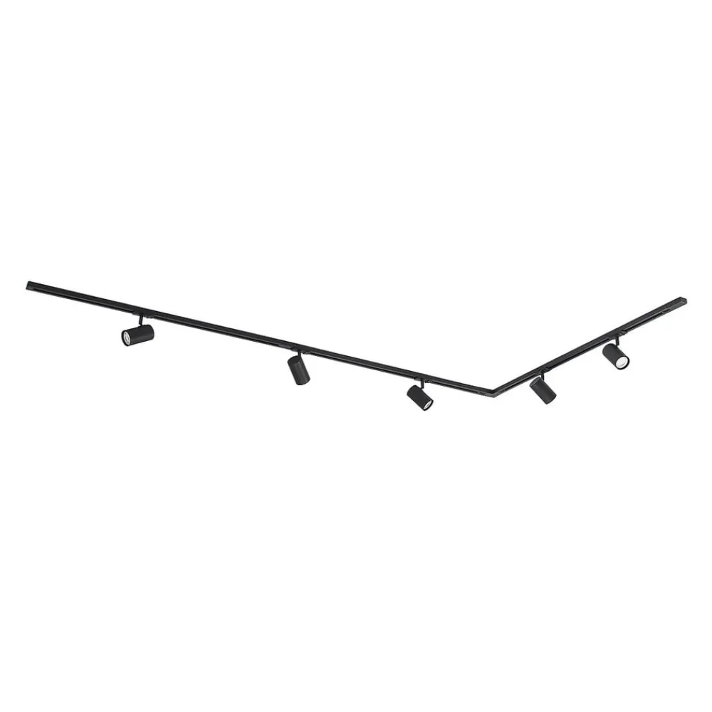 Lindby Skinnesystem > 1 lyskilde skinnesystem Linaro, GU10, 5 lyskilder, sort