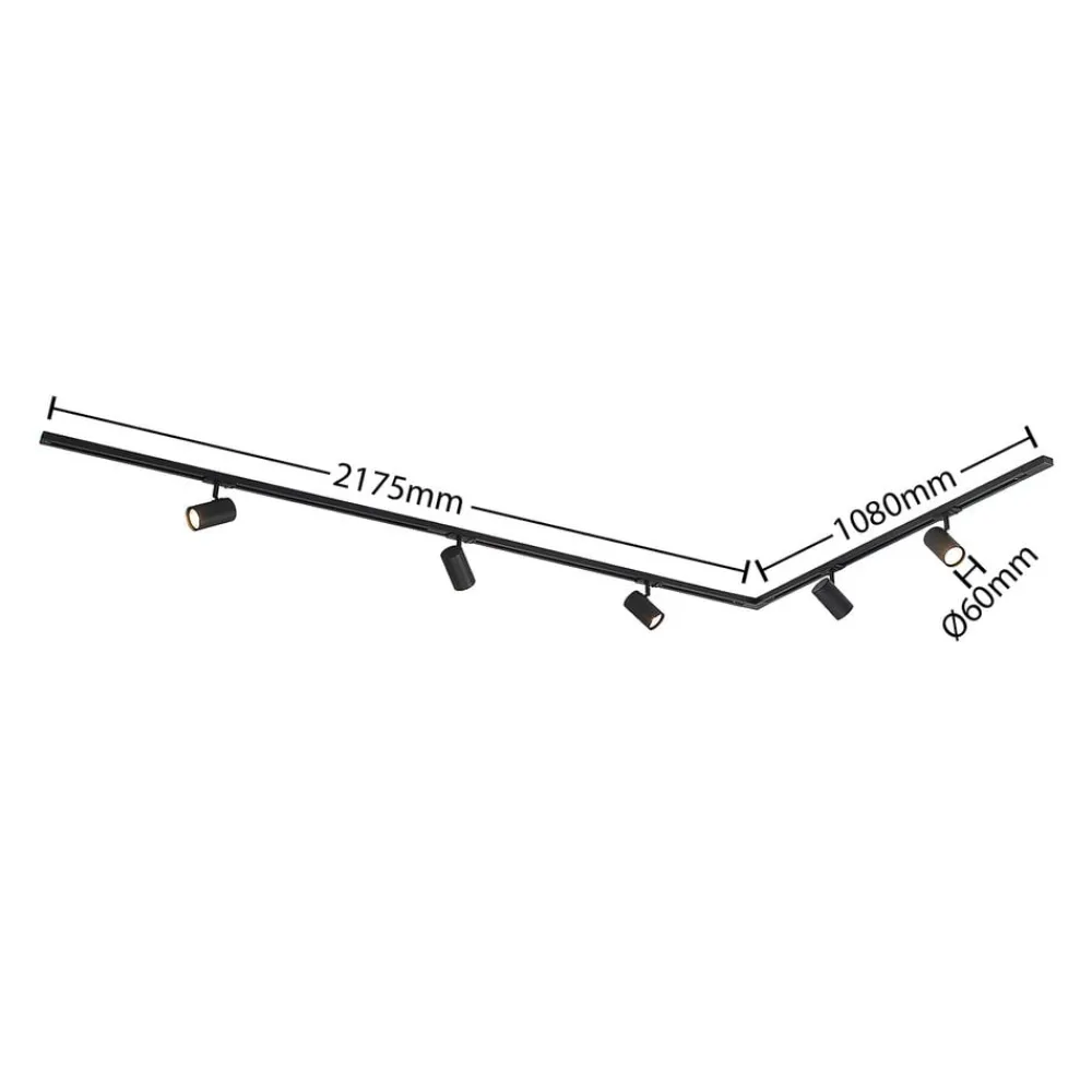 Lindby Skinnesystem > 1 lyskilde skinnesystem Linaro, GU10, 5 lyskilder, sort