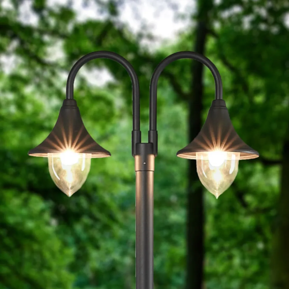 Lindby Lygtepæle > Madea udendørslampe, grå, 2 lyskilder, 212 cm, E27, IP44