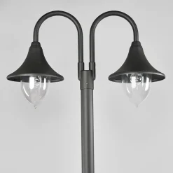 Lindby Lygtepæle > Madea udendørslampe, grå, 2 lyskilder, 212 cm, E27, IP44