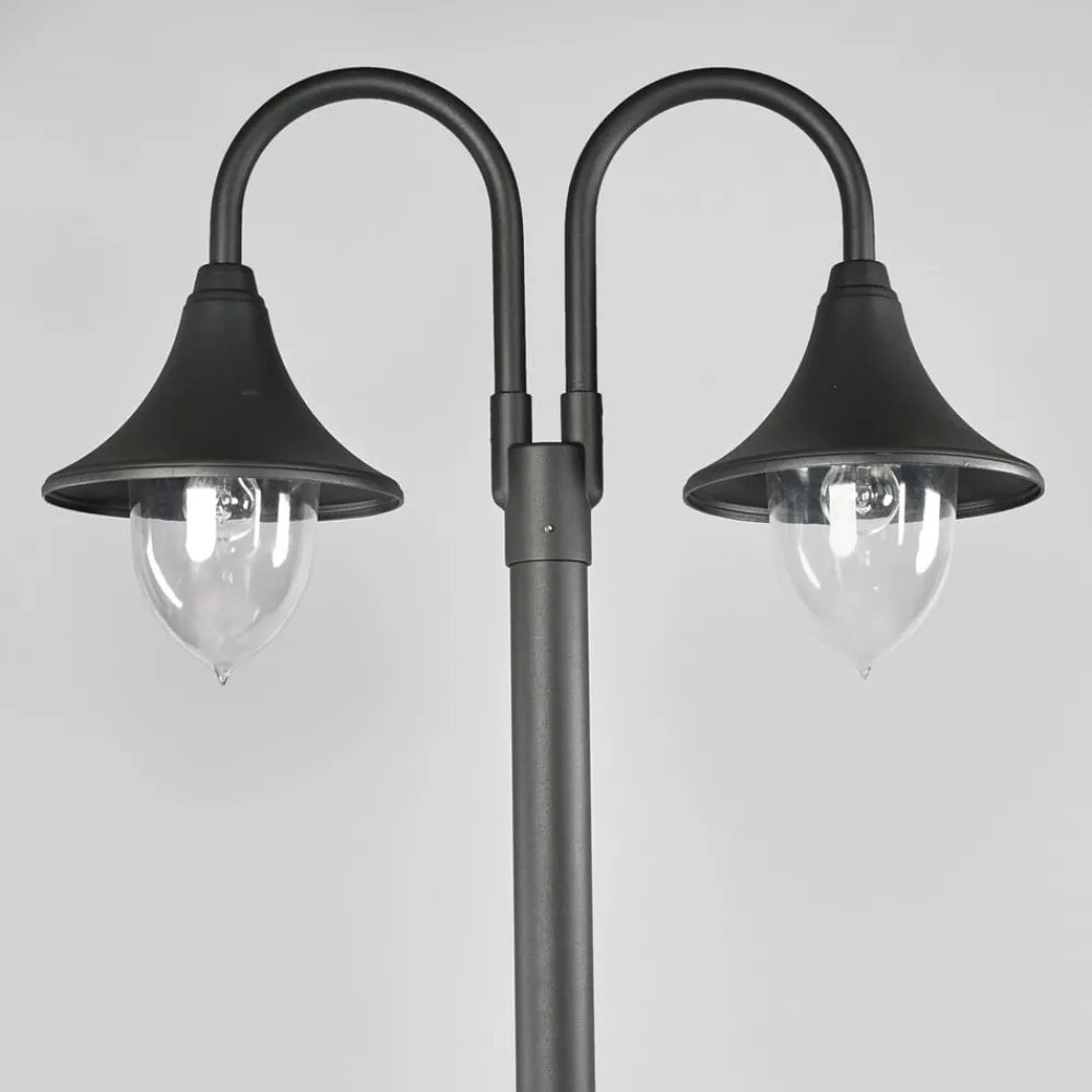 Lindby Lygtepæle > Madea udendørslampe, grå, 2 lyskilder, 212 cm, E27, IP44