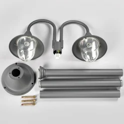 Lindby Lygtepæle > Madea udendørslampe, grå, 2 lyskilder, 212 cm, E27, IP44