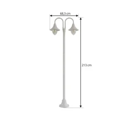 Lindby Lygtepæle > Madea udendørslampe, hvid, 2 lyskilder, 213 cm, E27, IP44