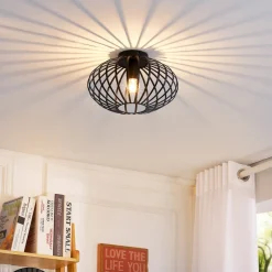 Gang|Loftlamper ^ Lindby Maivi loftslampe, sort, 30 cm, jern, bur