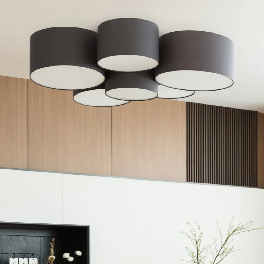 Loftlamper|Pendellamper ^ Lindby Maureka loftlampe, 94 cm, 6 lyskilder, tekstil
