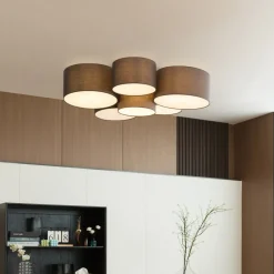 Loftlamper|Pendellamper ^ Lindby Maureka loftlampe, 94 cm, 6 lyskilder, tekstil