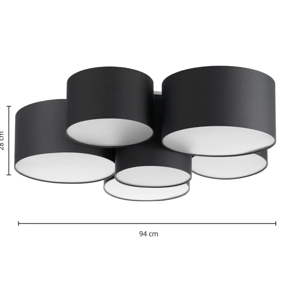 Loftlamper|Pendellamper ^ Lindby Maureka loftlampe, 94 cm, 6 lyskilder, tekstil